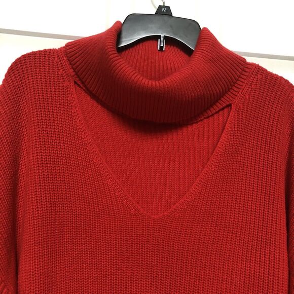 Bar III SWEATER-TOPS RED PLUS SIZE 2X TURTLE NECK AND V OPEN AND THE CHEST  KNIT - Picture 4 of 10